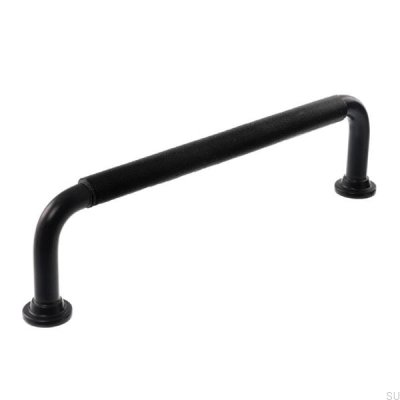 Tirador para mueble alargado LS 1353 96 Negro con cuero negro