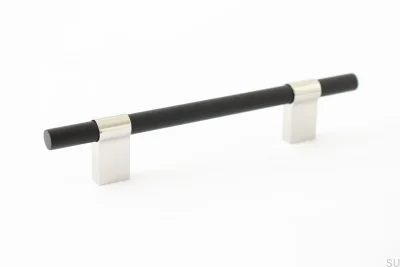 Tirador para mueble alargado Line Big Mix 128 Acero Pulido con Aluminio Negro