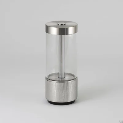 Lámpara portátil para llevar de acero y plata