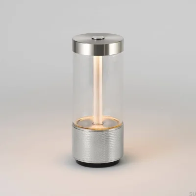 Lámpara portátil para llevar de acero y plata