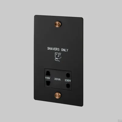 Enchufe para afeitadora de 115 V/230 V, acero negro, con efecto puesta de sol cálido, estándar británico