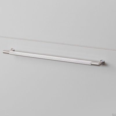 Tirador para muebles alargado lineal de acero 325 plateado