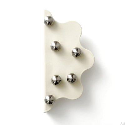 Tirador para muebles Mare 200 de acero con borde beige y bolas plateadas cepilladas
