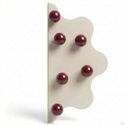 Tirador para mueble Mare 200 de acero beige con bolas burdeos