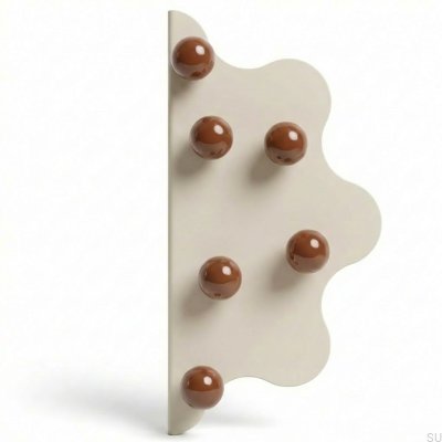 Tirador para mueble Mare 200 de acero beige con borde y bolas marrones