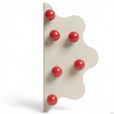Tirador para mueble Mare 200 de acero beige con borde y bolas rojas
