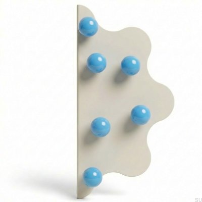 Tirador para mueble Mare 200 de acero beige con borde y bolas azules
