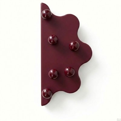 Tirador para muebles Mare 200 de acero con borde granate y bolas granates