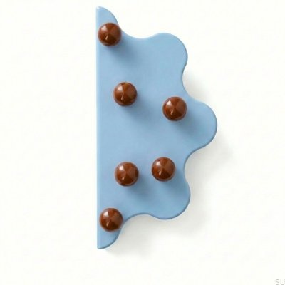 Tirador para muebles Mare 200 de acero con borde azul y bolas marrones