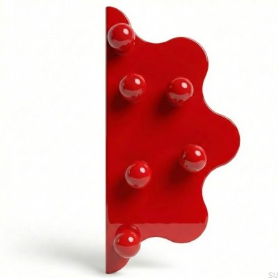 Tirador para muebles Mare 200 de acero con borde rojo y bolas rojas