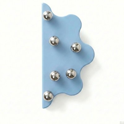 Tirador para muebles Mare 200 de acero con borde azul y bolas plateadas