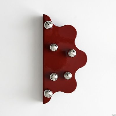 Tirador para muebles Mare 200 de acero con borde rojo y bolas plateadas
