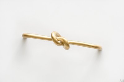 Tirador alargado para muebles Knot 128 de latón cepillado