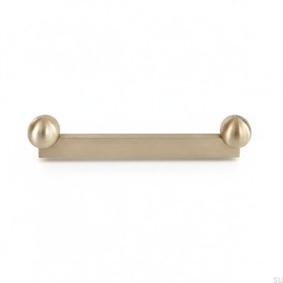 Tirador para mueble oblongo Duo 205 Latón Sin Barnizar