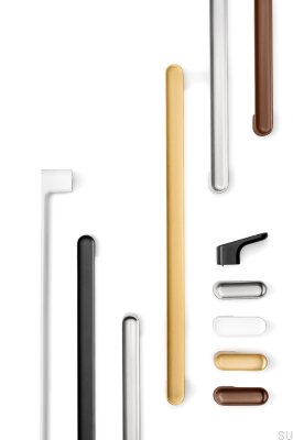 Tirador alargado para muebles Luv Big 384 de metal cepillado marrón