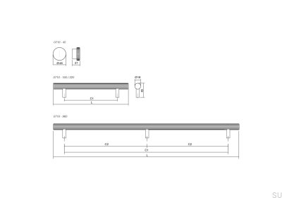 Tirador de aluminio Boto 45 para muebles, color marrón cepillado.