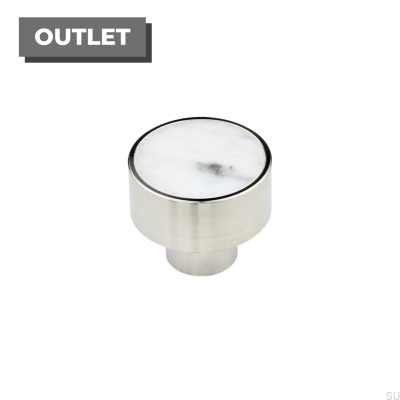 Pomo para mueble Marbelo M acero, mármol blanco