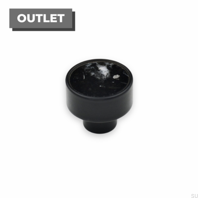 Pomo para mueble Marbelo L, acero negro, mármol negro