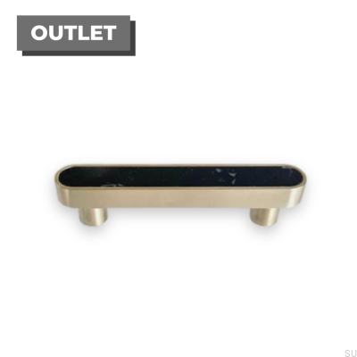 Tirador para mueble alargado Latón Mármol Negro Cepillado