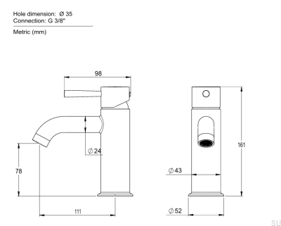 Grifo de lavabo EVM074 de latón niquelado cepillado