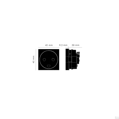 Enchufe modular individual tipo K danés de 45 mm, color blanco, estándar europeo.