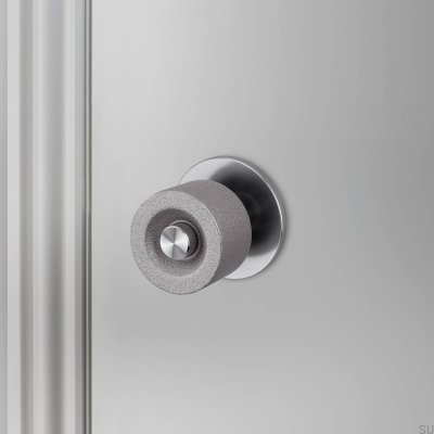 Pomo de puerta de doble cara, fundido en acero plateado (57 mm).