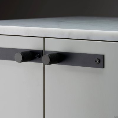 Pomo para mueble con arandela Placa Cruzada 20 Acero Negro (juego de 2)