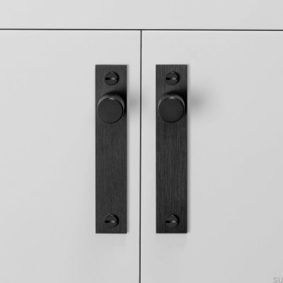 Pomo para mueble con arandela Placa Cruzada 20 Acero Negro (juego de 2)