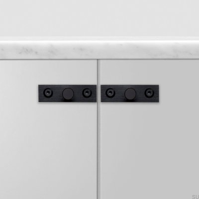 Tirador para muebles con arandela, placa lineal de acero negro de 12 mm (juego de 2)