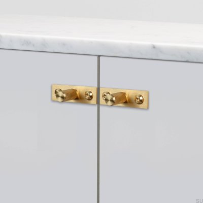 Tirador para muebles con arandela, placa lineal de latón de 12 mm (juego de 2)