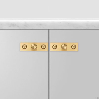 Tirador para muebles con arandela, placa lineal de latón de 12 mm (juego de 2)
