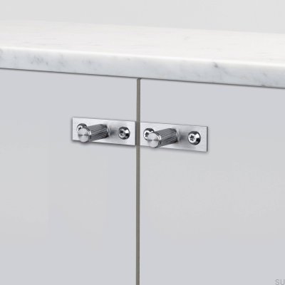 Tirador para muebles con arandela, placa lineal de acero plateado de 12 mm (juego de 2)