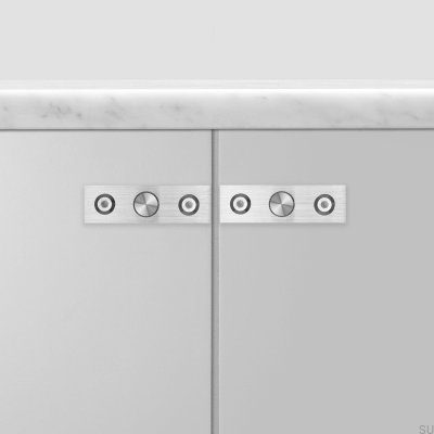 Tirador para muebles con arandela, placa lineal de acero plateado de 12 mm (juego de 2)