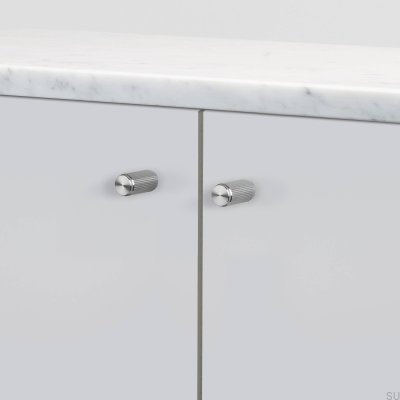 Pomo para muebles Linear 12 de acero plateado (juego de 2)