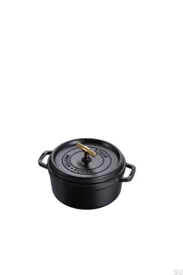 Olla Cocotte Staub de 3,7 L de acero negro con mango moleteado de latón