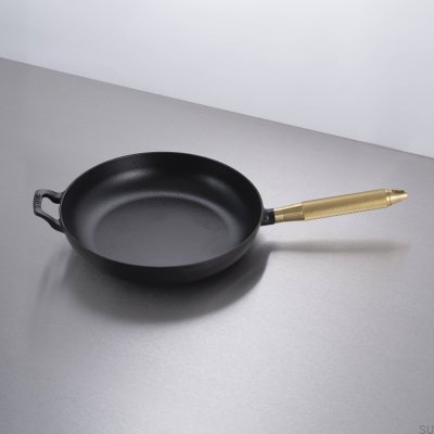 Sartén Staub de acero negro de 28 cm con mango de latón moleteado
