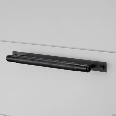 Tirador largo para muebles con placa transversal, acero 125 negro
