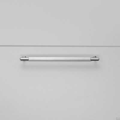 Tirador alargado para muebles Linear 225 de acero plateado