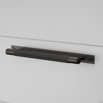Tirador alargado para muebles con placa transversal 125, almohadilla de latón bronce quemado