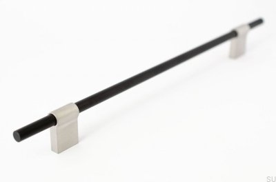 Line Mix 224 tirador para mueble rectangular Metal negro con acero cepillado