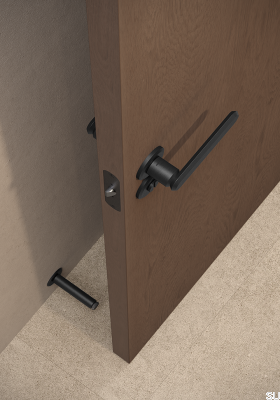 Tope de puerta de pared Fase Wall, aluminio negro cepillado