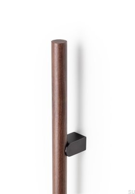 Tirador alargado para muebles Kumo Wood Big 640, madera de nogal con aluminio negro titanio.
