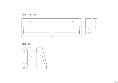 Tirador alargado para muebles Luv 320, de metal, marrón, cepillado.