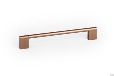 Tirador alargado para muebles Nexx 160 de aluminio marrón cepillado.