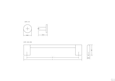 Tirador alargado para muebles Nexx 160 de aluminio marrón cepillado.