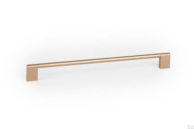 Tirador alargado para muebles Nexx 256 de aluminio cepillado color oro Cava