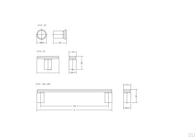 Manilla para puerta de ducha Fase 23, aluminio, titanio negro, PVD pulido