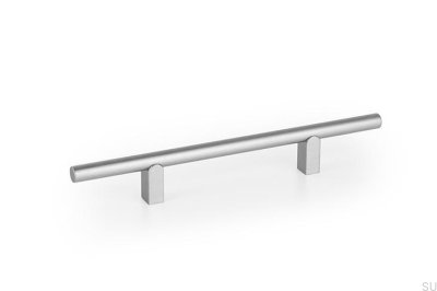 Tirador alargado para muebles Kumo 128 de aluminio cepillado plateado