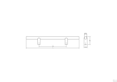 Tirador alargado para muebles Kumo 128 de aluminio cepillado plateado