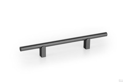 Tirador alargado para muebles Kumo 128, aluminio, negro, titanio